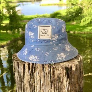 Ivory Ella Blue Floral Paisley Women's Tag Bucket Hat Cotton Save The Ellie OS